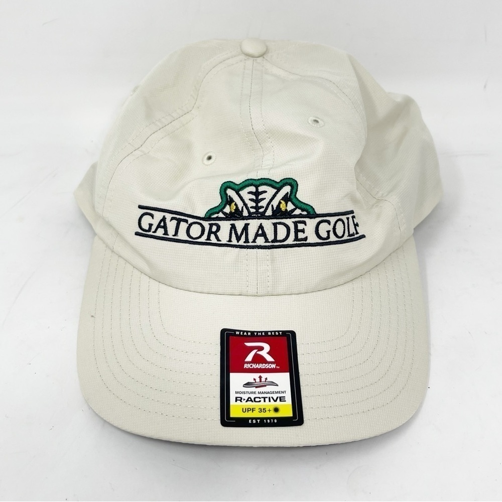 New RICHARDSON Men’s Ivory Baseball Cap UPF 35+ R-Active GATOR MADE GOLF Logo